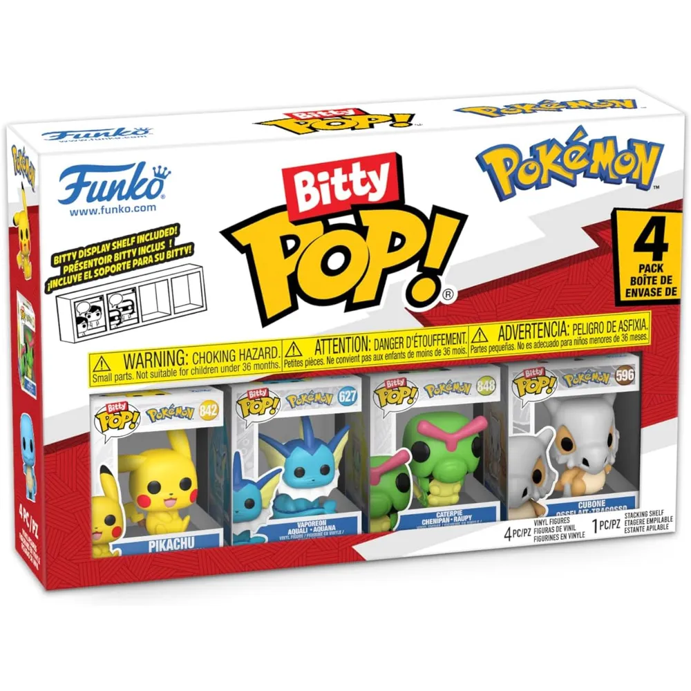 Funko Pop | Pack de 4 Bitty de Pokémon (Pikachu, Vaporeon, Caterpie, Cubone)