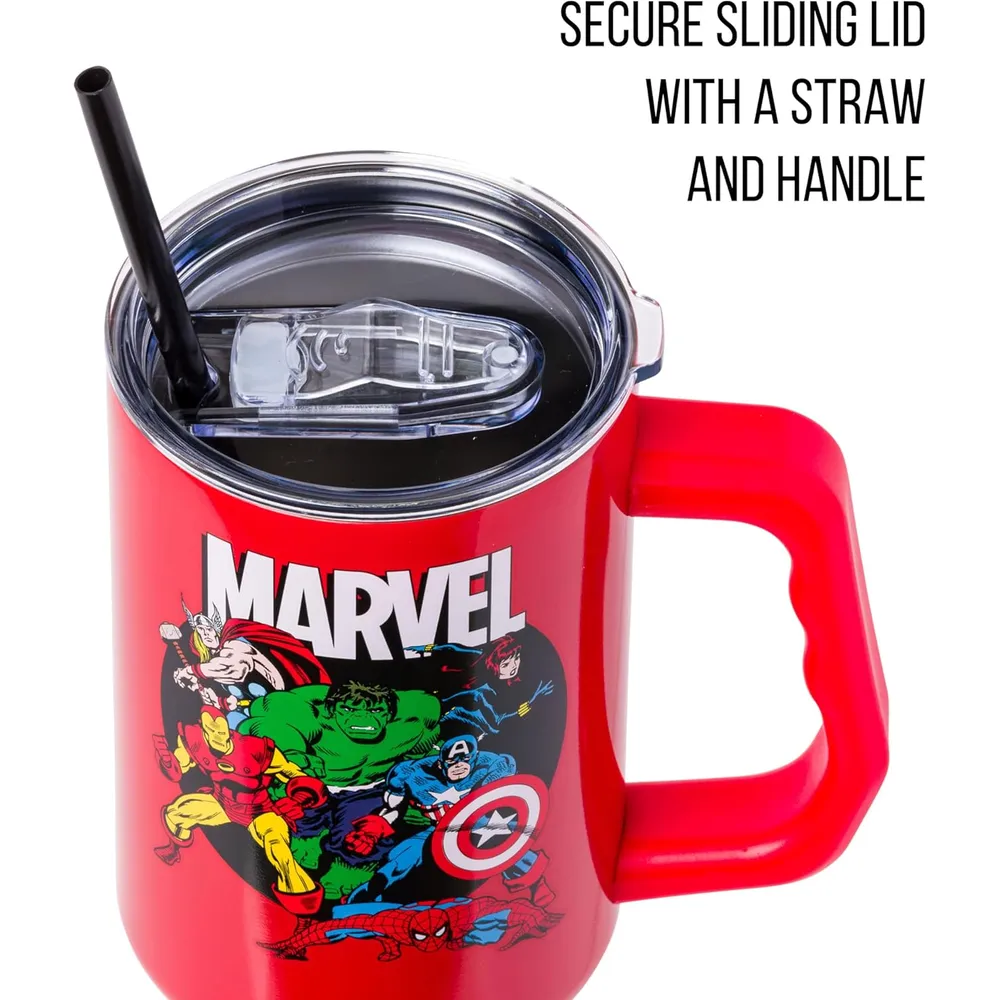 Disney | Vaso de acero inóxidable con asa y pajita de 40 OZ | Marvel
