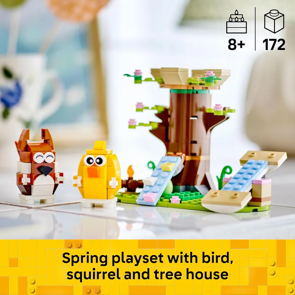 Lego Spring Animal Park, set de construcción con figuras de ardilla y pájaro