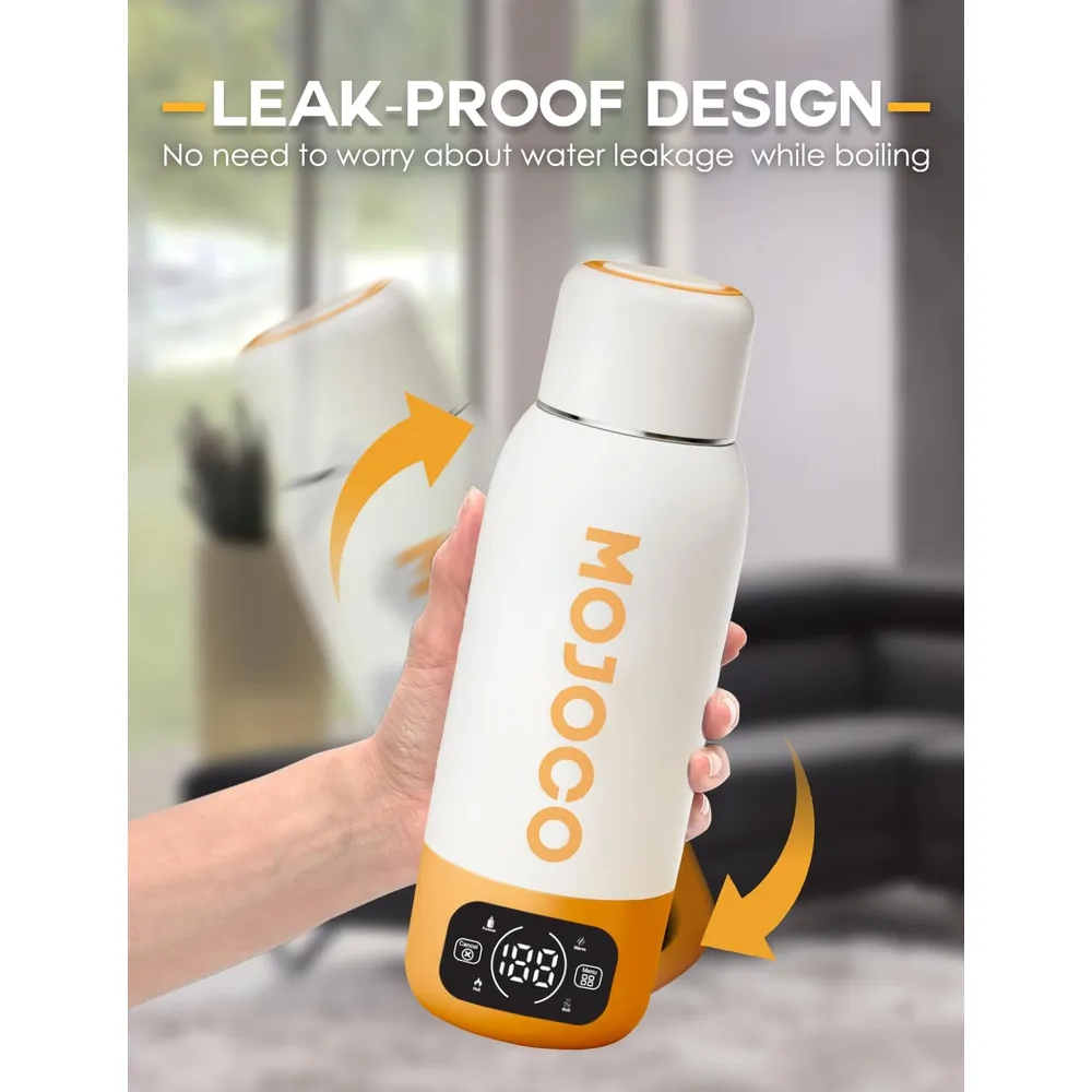 MOJOCO HERVIDOR ELÉCTRICO PORTÁTIL 20OZ, ACERO INOXIDABLE | BLANCO/NARANJA.