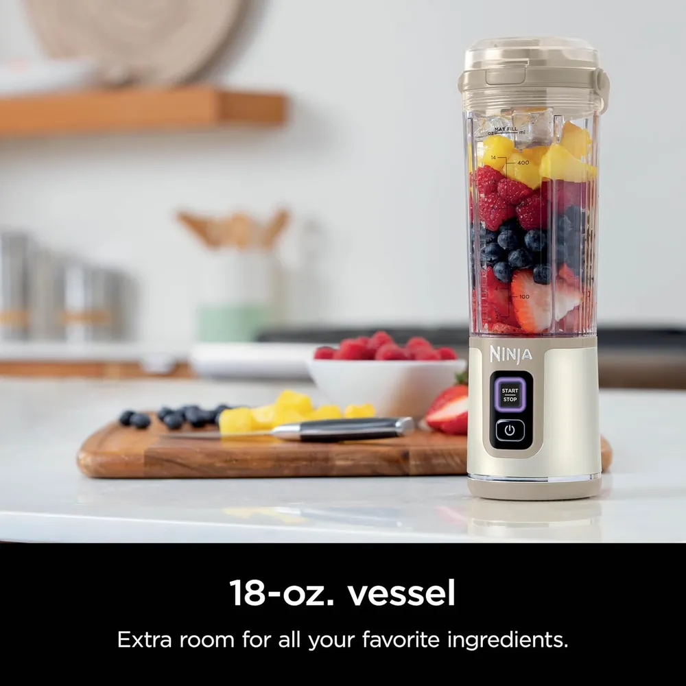 NINJA BLAST LICUADORA PORTÁTIL INALÁMBRICA 500 ML / 17 OZ | CREMA ARENA