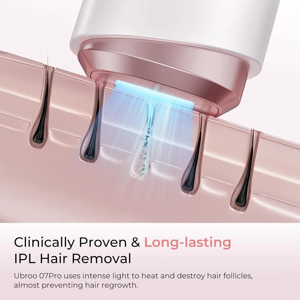 Depiladora láser IPL con enfriamiento hielo Ubroo | Rosa