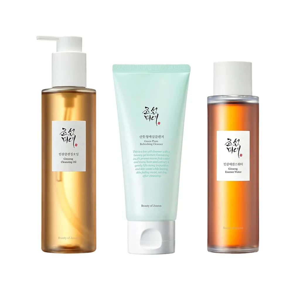 Beauty of Joseon | Set trío de 2 Limpiadores + Aceite hidratantes con ginseng y ciruela verde
