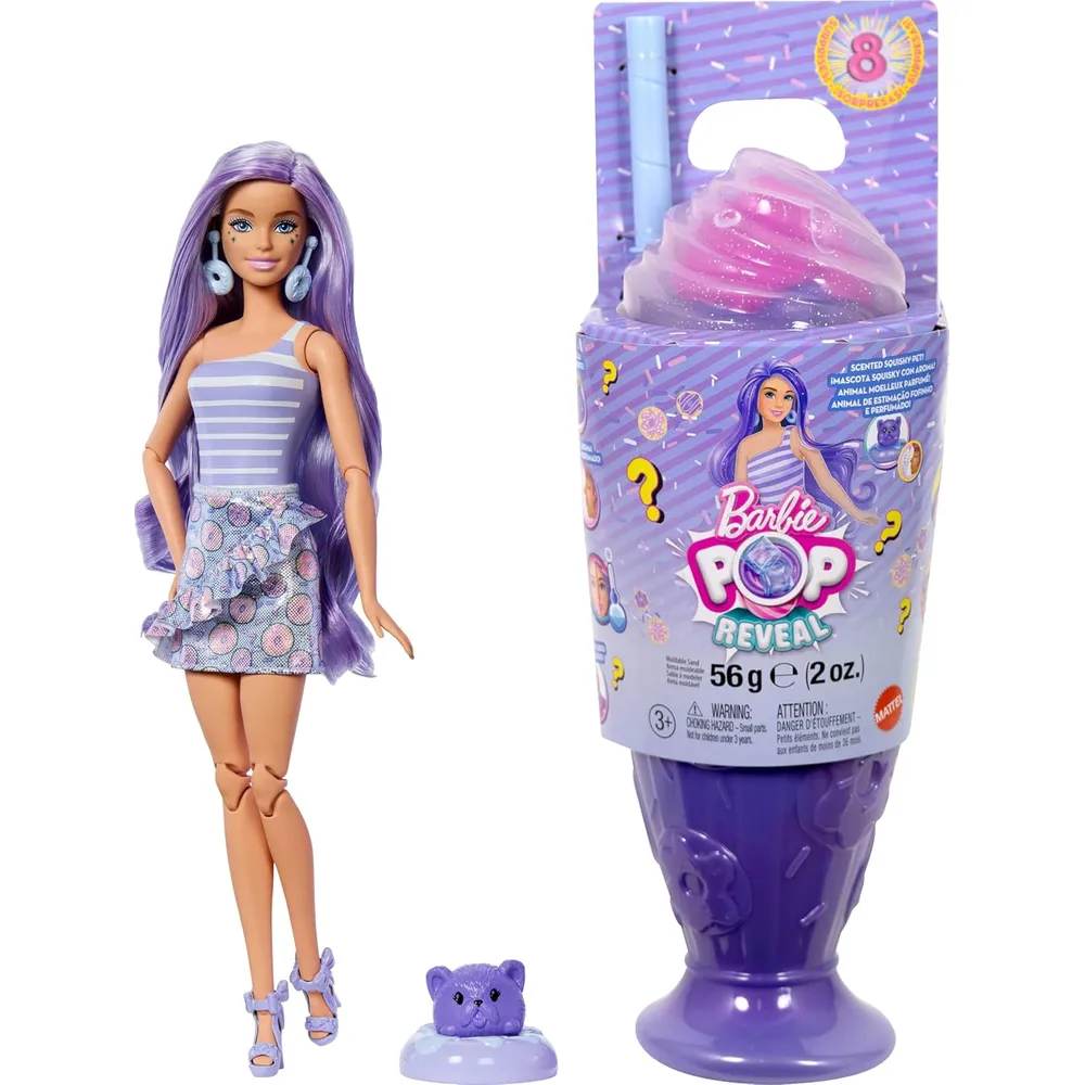 BARBIE POP REVEAL SWEETS DONAS MUÑECA CON MASCOTA Y SORPRESAS