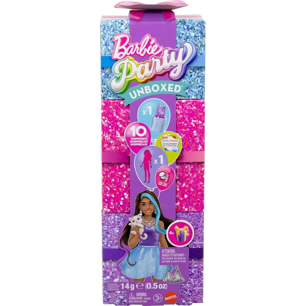 BARBIE PARTY GLAM SERIES MUÑECA MORADA CON SORPRESAS