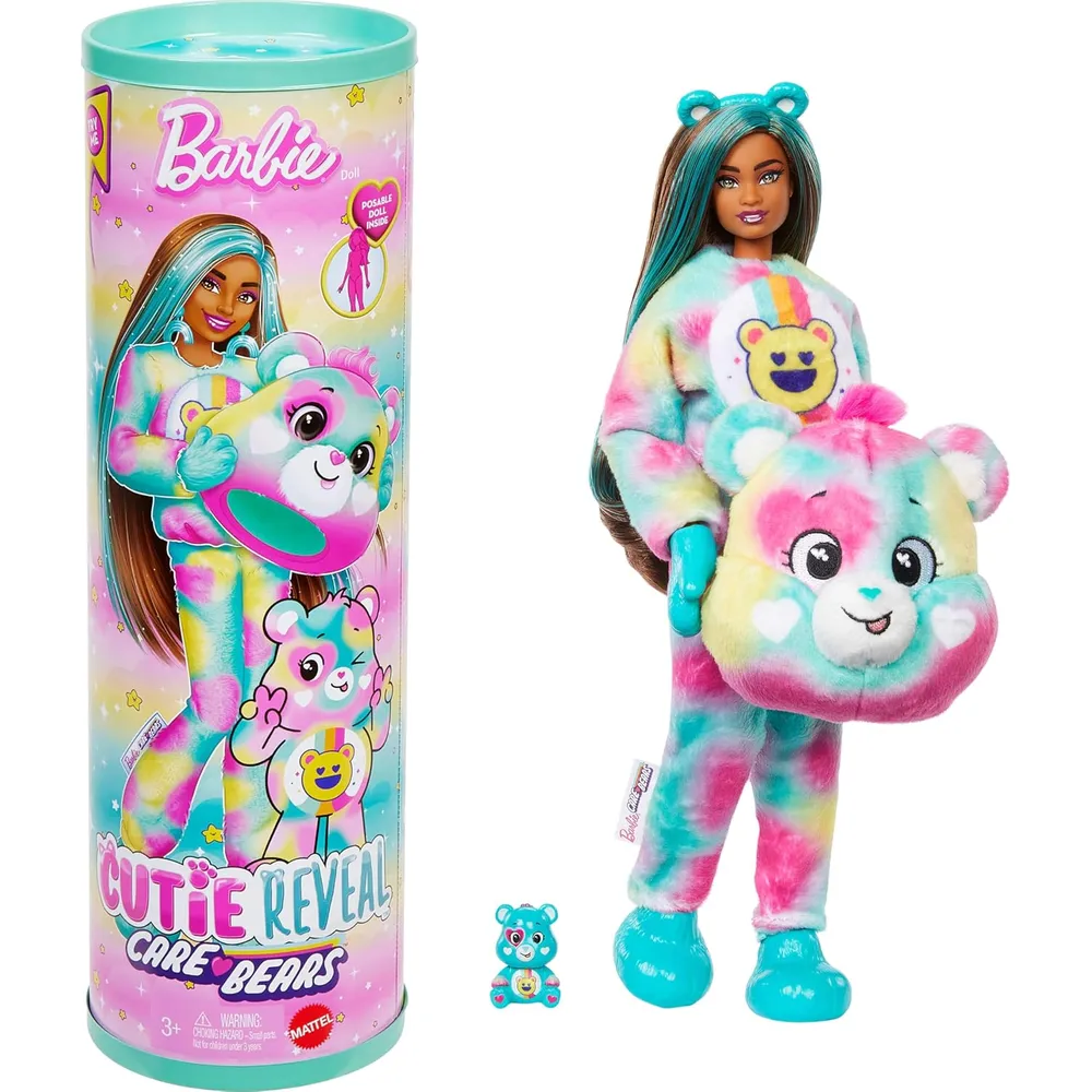 BARBIE CUTIE REVEAL CARE BEARS GOOD VIBES MUÑECA CON SORPRESAS