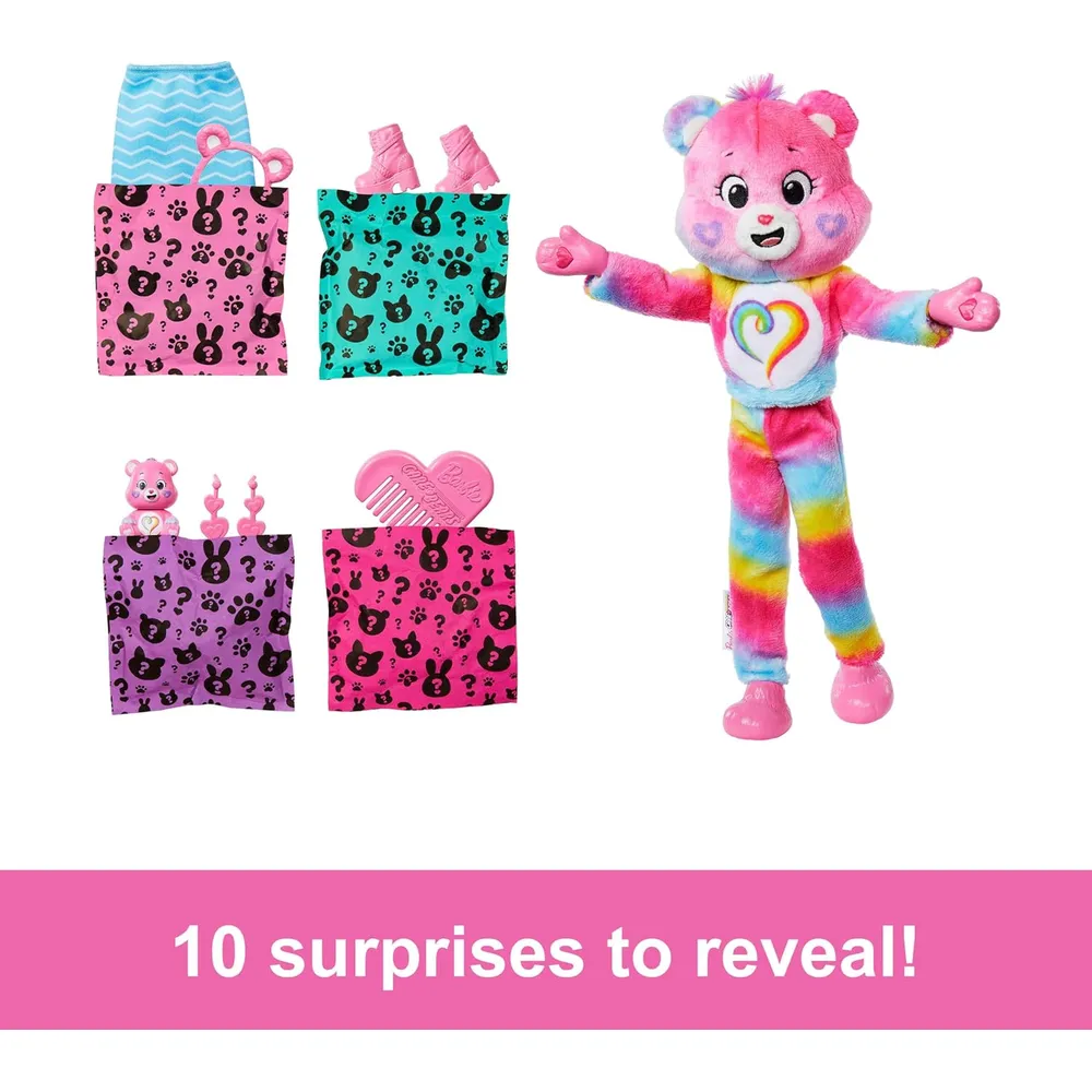 Barbie Cutie Reveal Care Bears, serie 2, oso Togetherness, 10 sorpresas