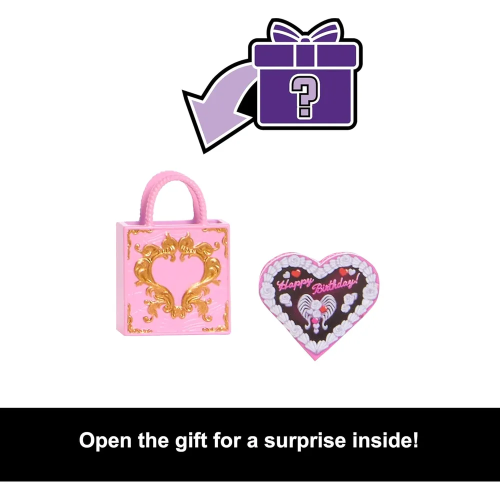 MONSTER HIGH CUPIDO ASTERIA MUÑECA CON VESTIDO ROSA Y ROJO Y ACCESORIOS DE FIESTA