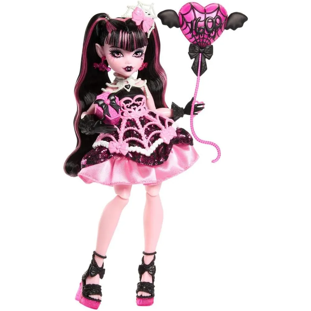MUÑECA MONSTER HIGH DRACULAURA VESTIDO ROSA