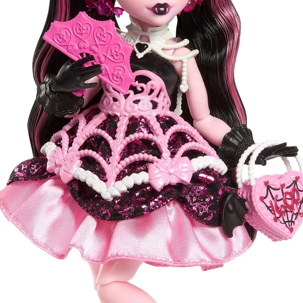 MUÑECA MONSTER HIGH DRACULAURA VESTIDO ROSA