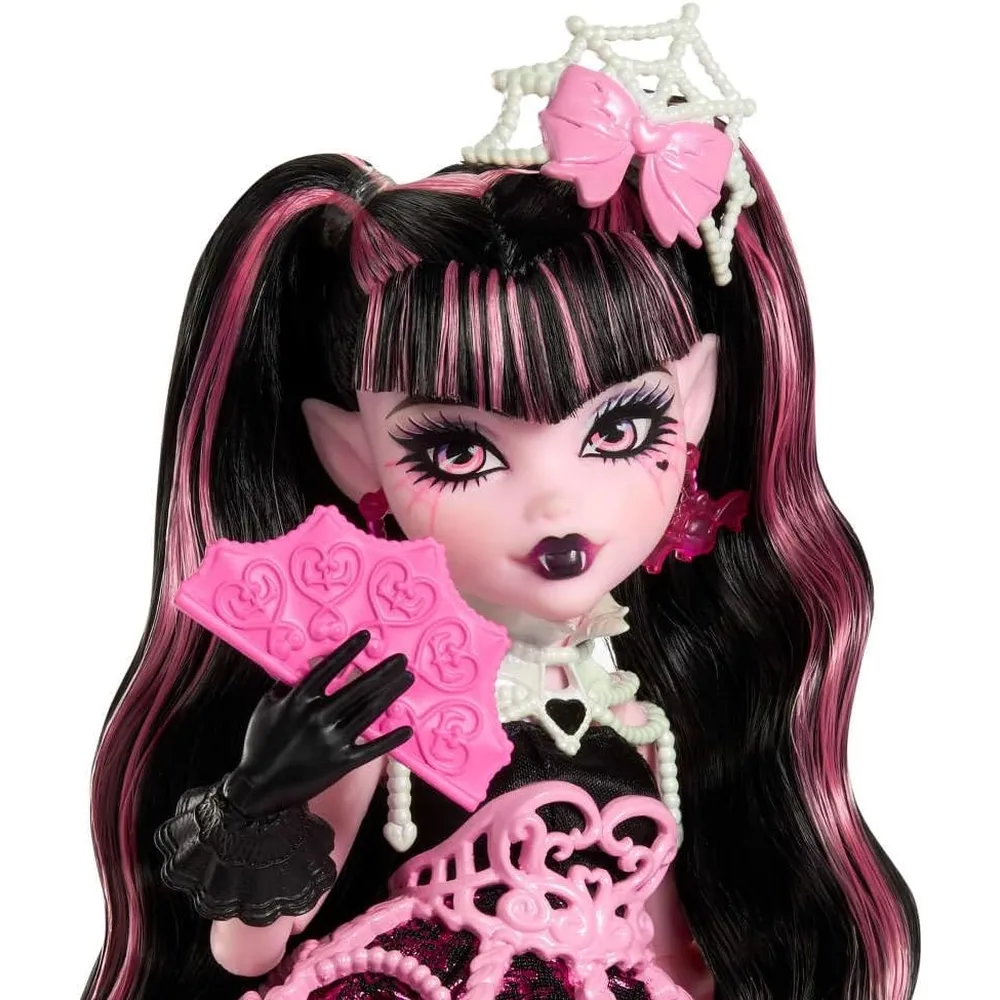 MUÑECA MONSTER HIGH DRACULAURA VESTIDO ROSA