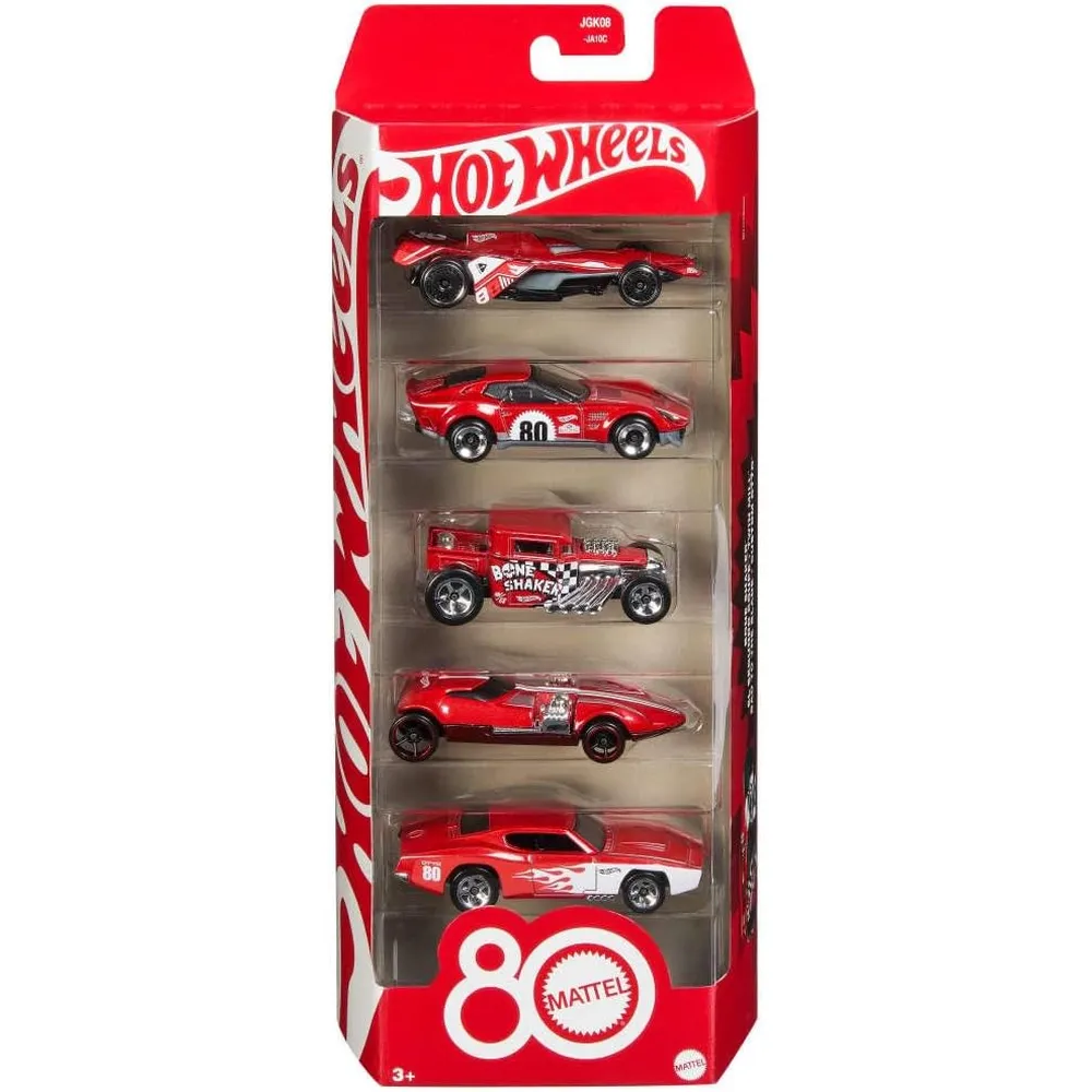 HOT WHEELS AUTOS CORE MATTEL 80TH ANNIVERSARY SET 5 PZS