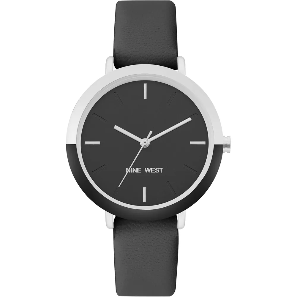 Nine West NW/2346GPGN reloj para dama con correa clásica | 36 mm - Negro/Plata
