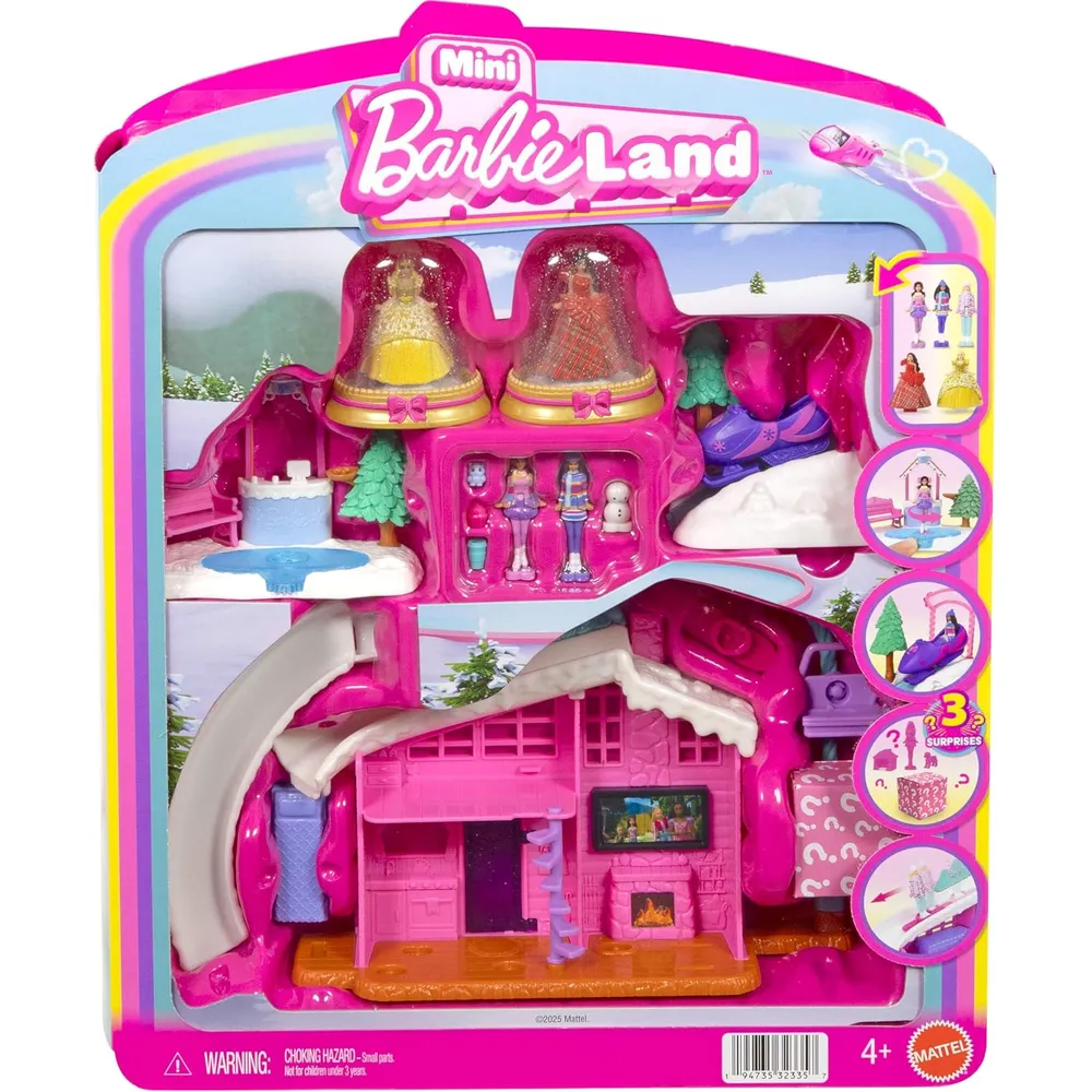 BARBIE MINI BARBIELAND PACK NAVIDAD 6 MUÑECAS Y SETS DE NIEVE