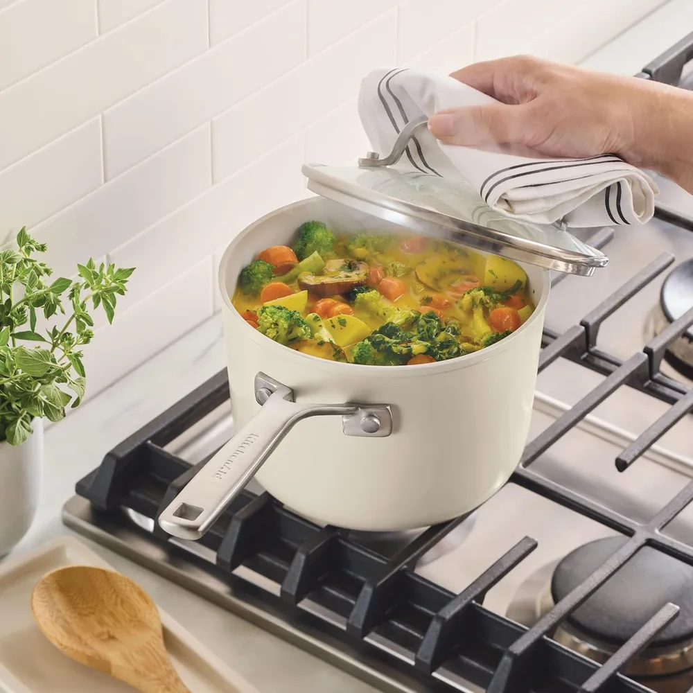 KitchenAid cacerola 2.8 l con tapa, cerámica anodizada dura | Porcelana blanca