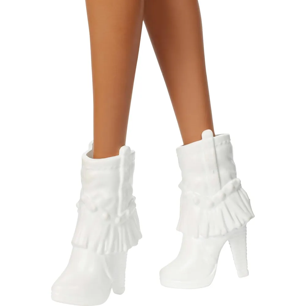 BARBIE FASHIONISTAS MUÑECA VESTIDO PLATEADO ESTILO VAQUERO