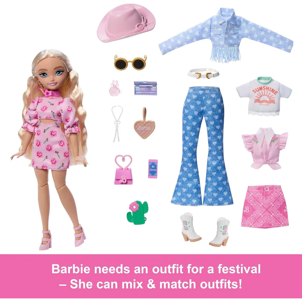 BARBIE MALIBU FESTIVAL SET MODA CON ACCESORIOS Y LOOKS