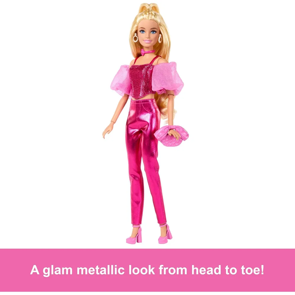 Barbie Lujo n.° 5 Atuendo rosa metalizado cabello rubio