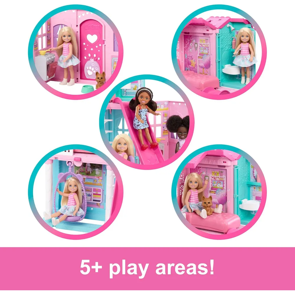 BARBIE CHELSEA CASA MUÑECAS SET CON ACCESORIOS Y MASCOTA