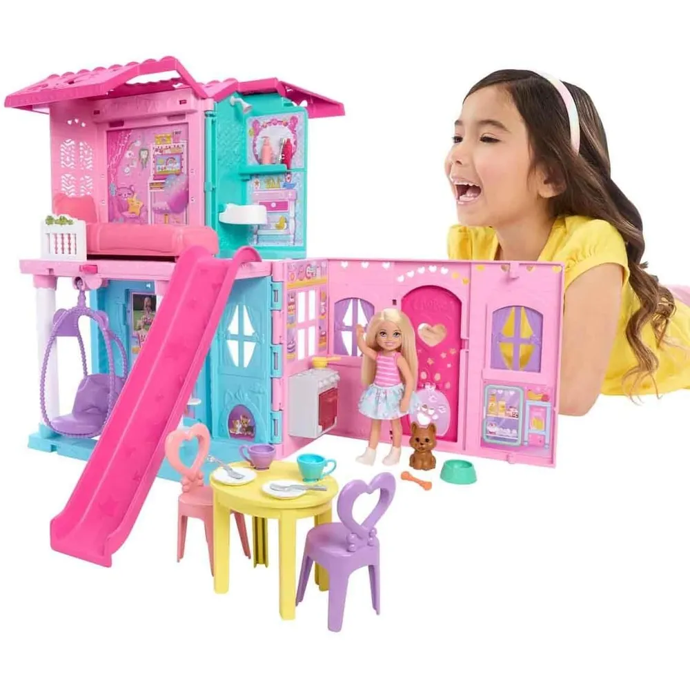 BARBIE CHELSEA CASA MUÑECAS SET CON ACCESORIOS Y MASCOTA