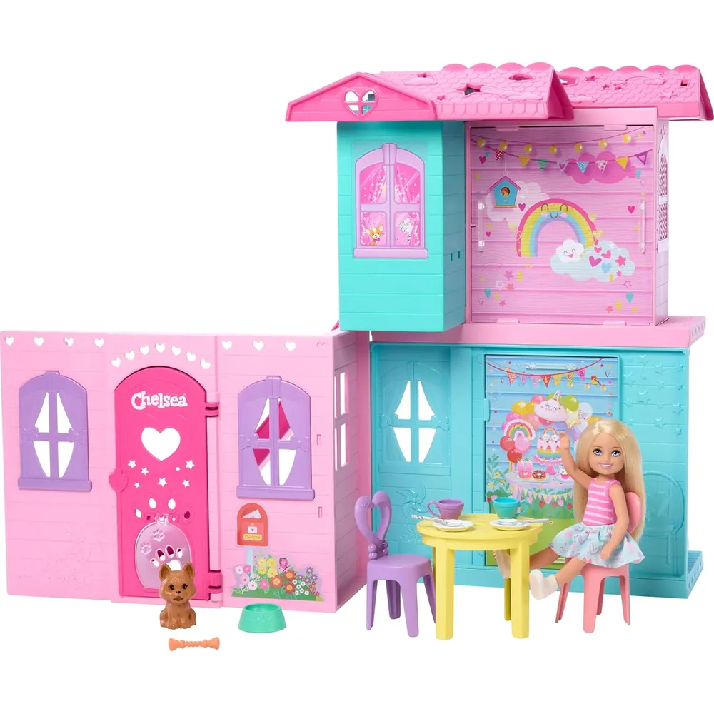 BARBIE CHELSEA CASA MUÑECAS SET CON ACCESORIOS Y MASCOTA