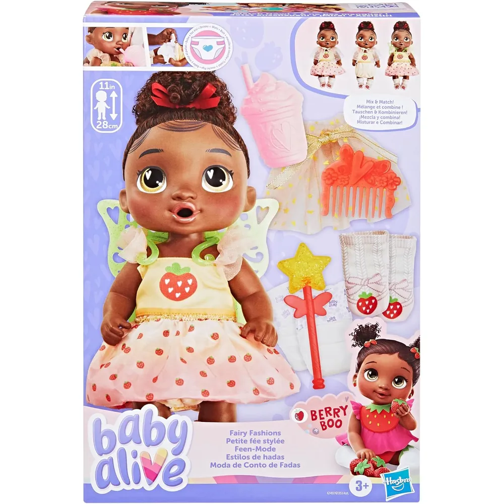 Baby Alive Fairy Fashions Berry Boo ropa y accesorios cabello negro