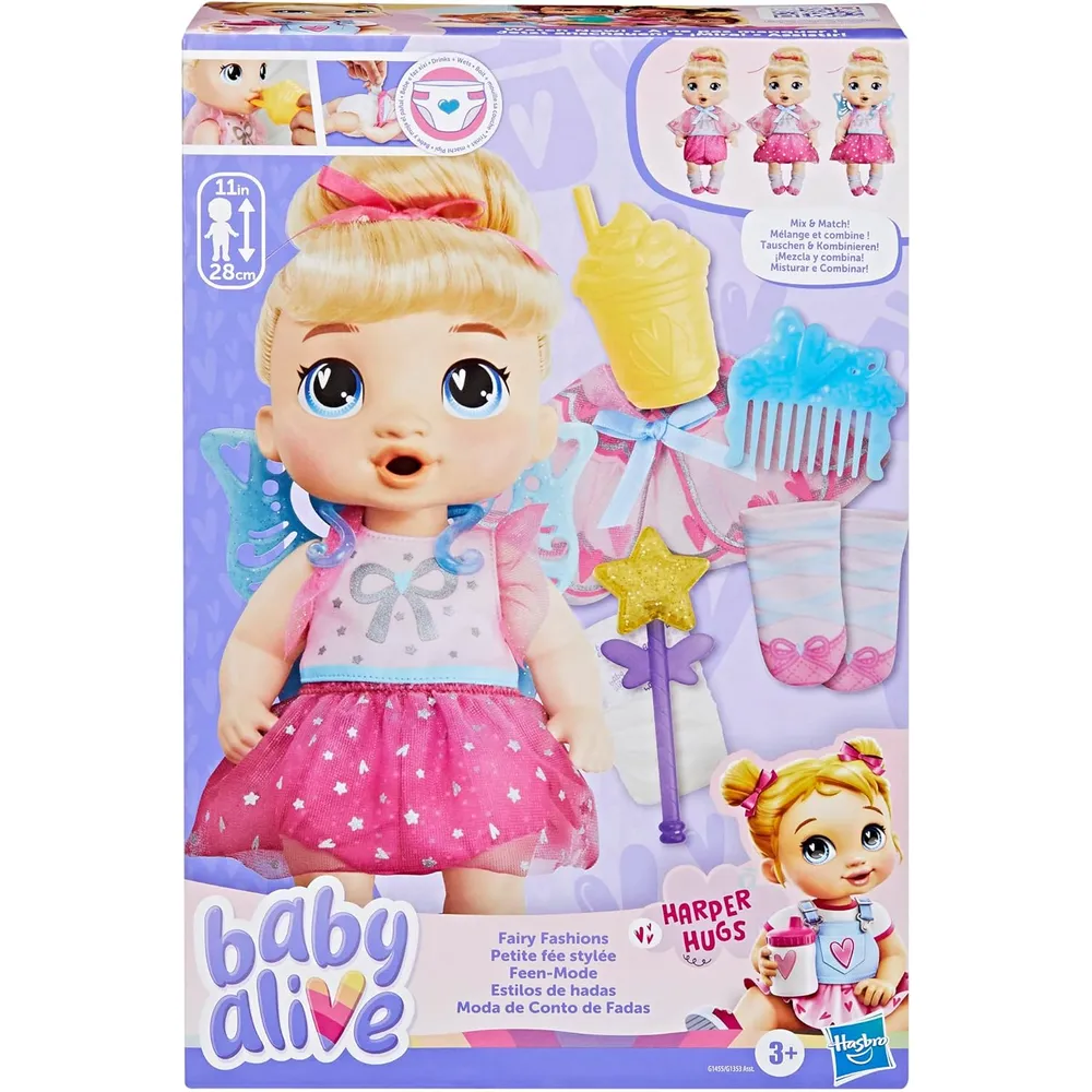 Baby Alive Fairy Fashions Harper Hugs ropa cabello rubio