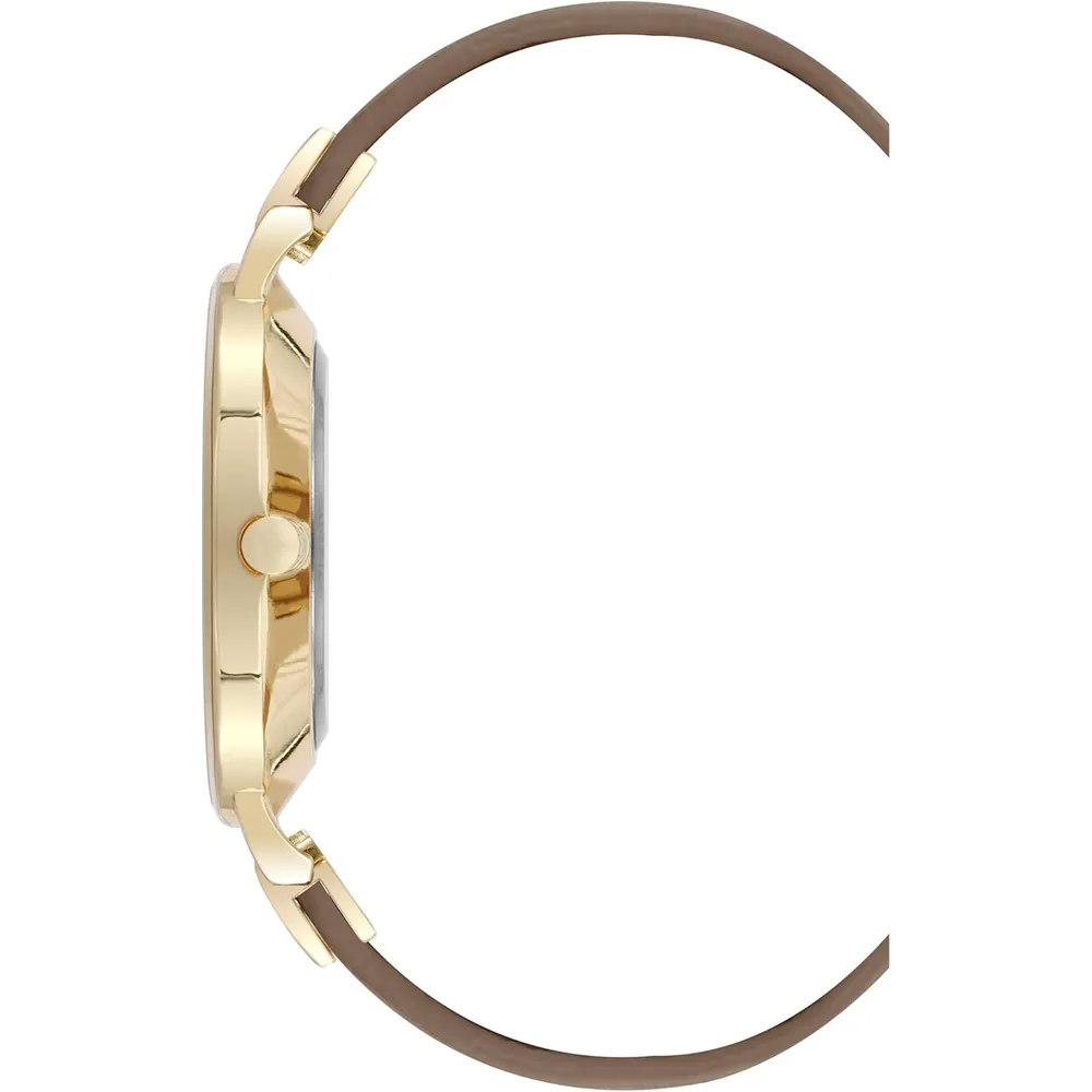 Nine West NW-2044FLBY reloj con esfera decorada y correa lisa para mujer | 38 mm - Beige Bronceado