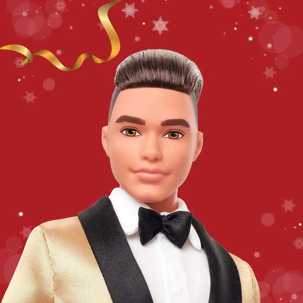 KEN BARBIE SIGNATURE HOLIDAY 2025 RUBIO TRAJE DORADO