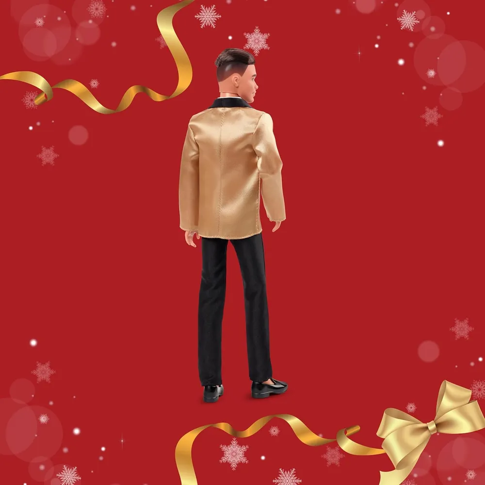 KEN BARBIE SIGNATURE HOLIDAY 2025 RUBIO TRAJE DORADO