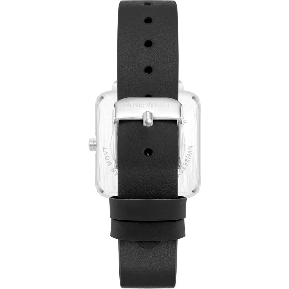Nine West NW/2670GPWT reloj para dama con correa elegante | 31 mm - Plata/Negro