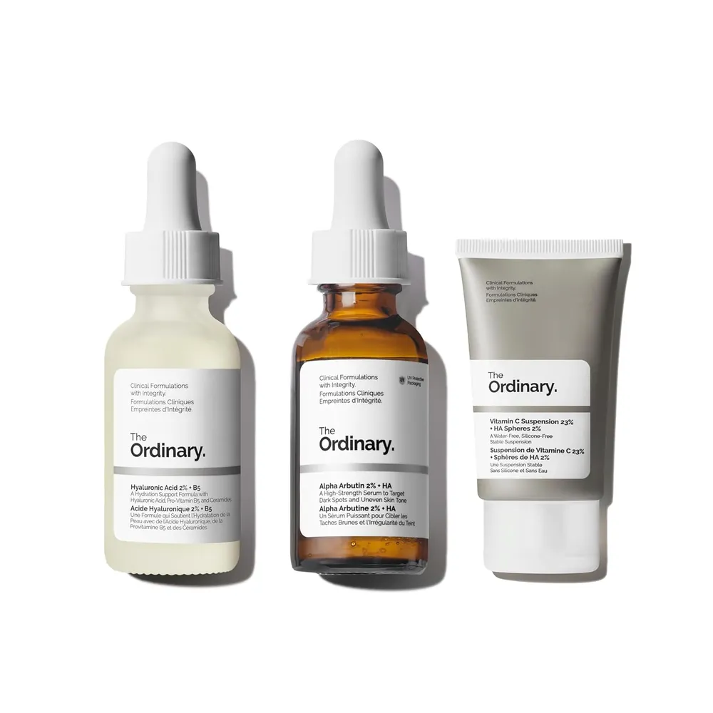 The Ordinary set Dark Spot con Vitamina C, Alfa Arbutina y Ácido Hialurónico