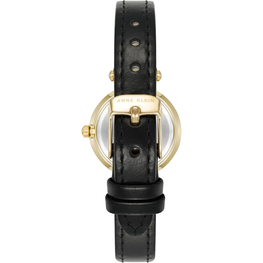 Anne Klein 109442CHHY reloj para mujer con correa de cuero | 45 mm - Negro/Borgoña
