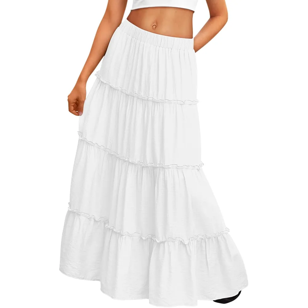FALDA LARGA MUJER ESTILO BOHEMIO TRENDYQUEEN | BLANCO