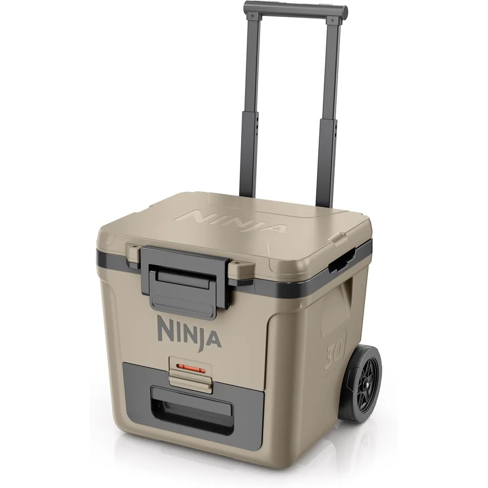 Ninja nevera portátil Frostvault FB230CS, con ruedas y cajón seco, 30 qt / 28,4 L | Beige Abedul
