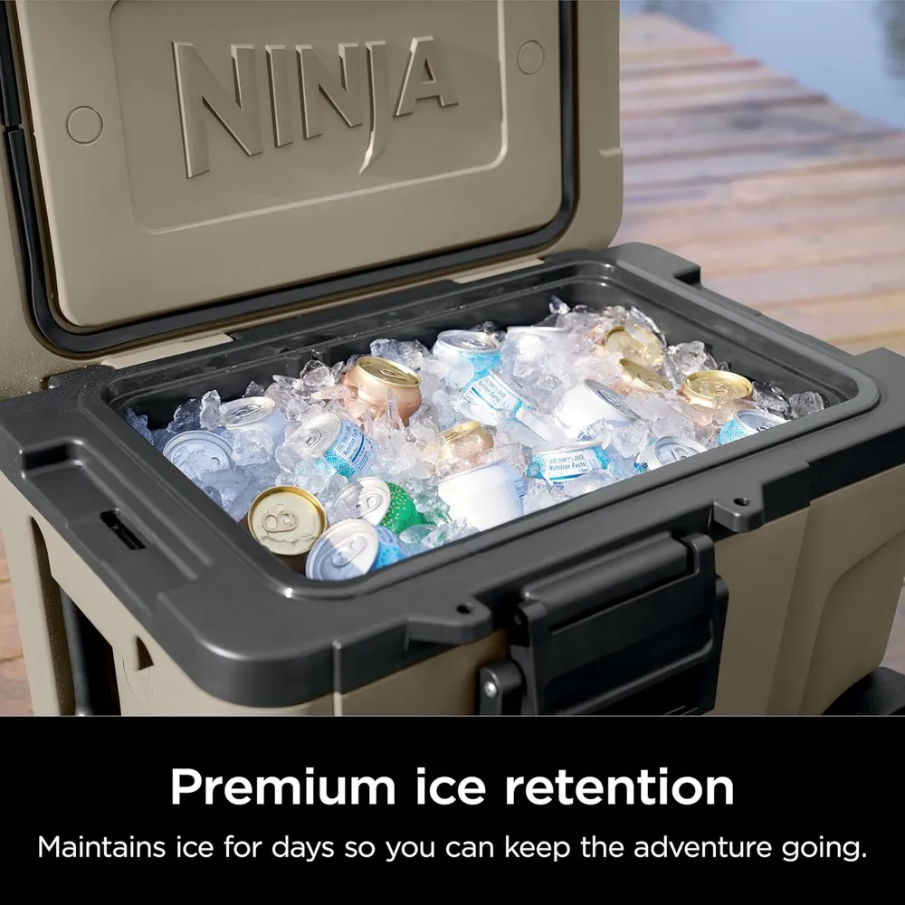 Ninja nevera portátil Frostvault FB265CS, con ruedas y cajón seco, 65 qt / 61,5 L | Beige Abedul
