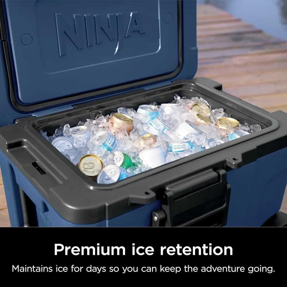 Ninja nevera portátil Frostvault FB245BL, con ruedas y cajón seco, 45 qt / 42,6 L | Lakeshore Blue