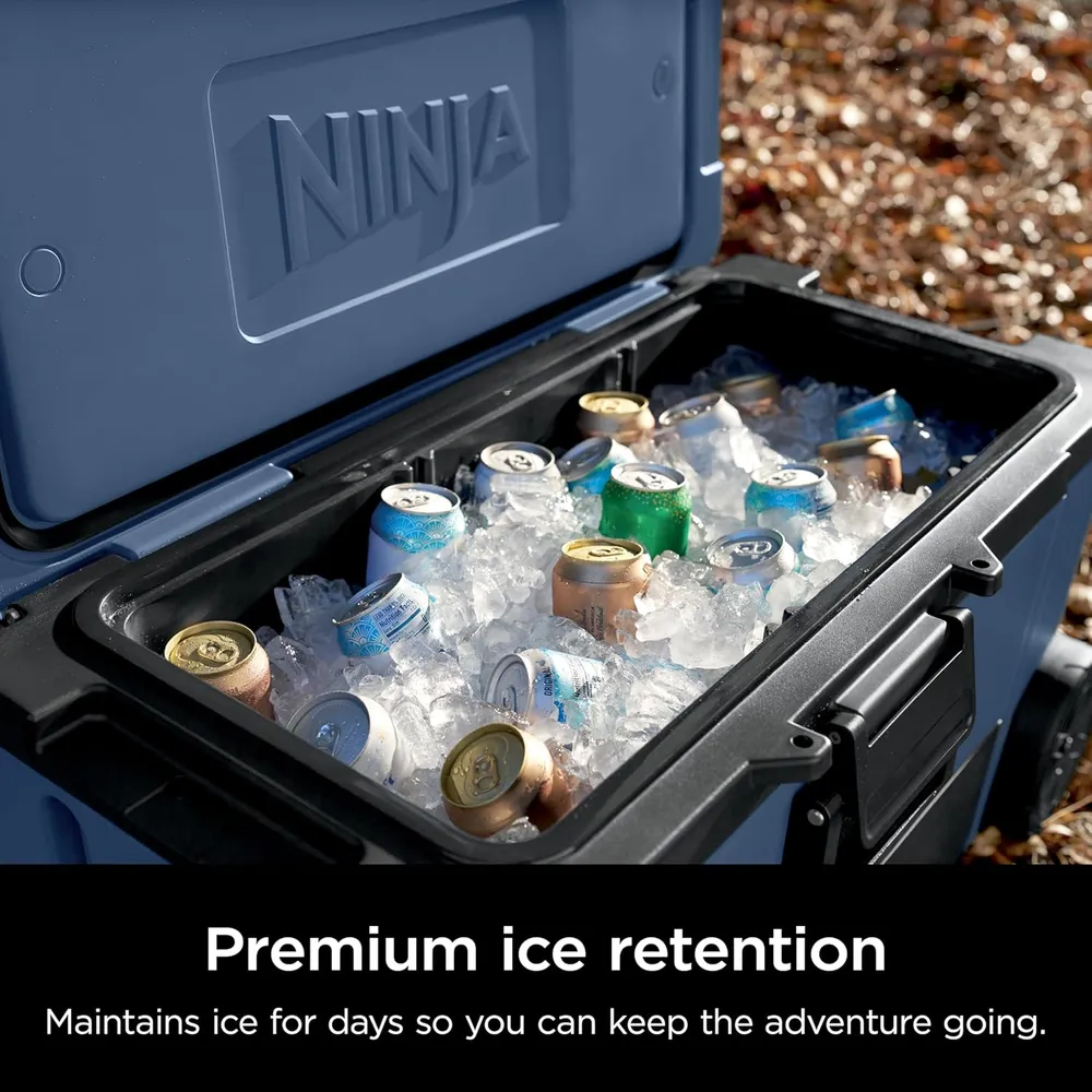 Ninja nevera portátil Frostvault FB265BL, con ruedas y cajón seco, 65 qt / 61,5 L | Lakeshore Blue