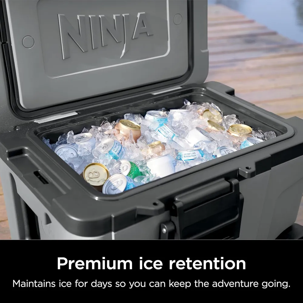 Ninja nevera portátil Frostvault FB245GY, con ruedas y cajón seco, 45 qt / 42,6 L | Gris