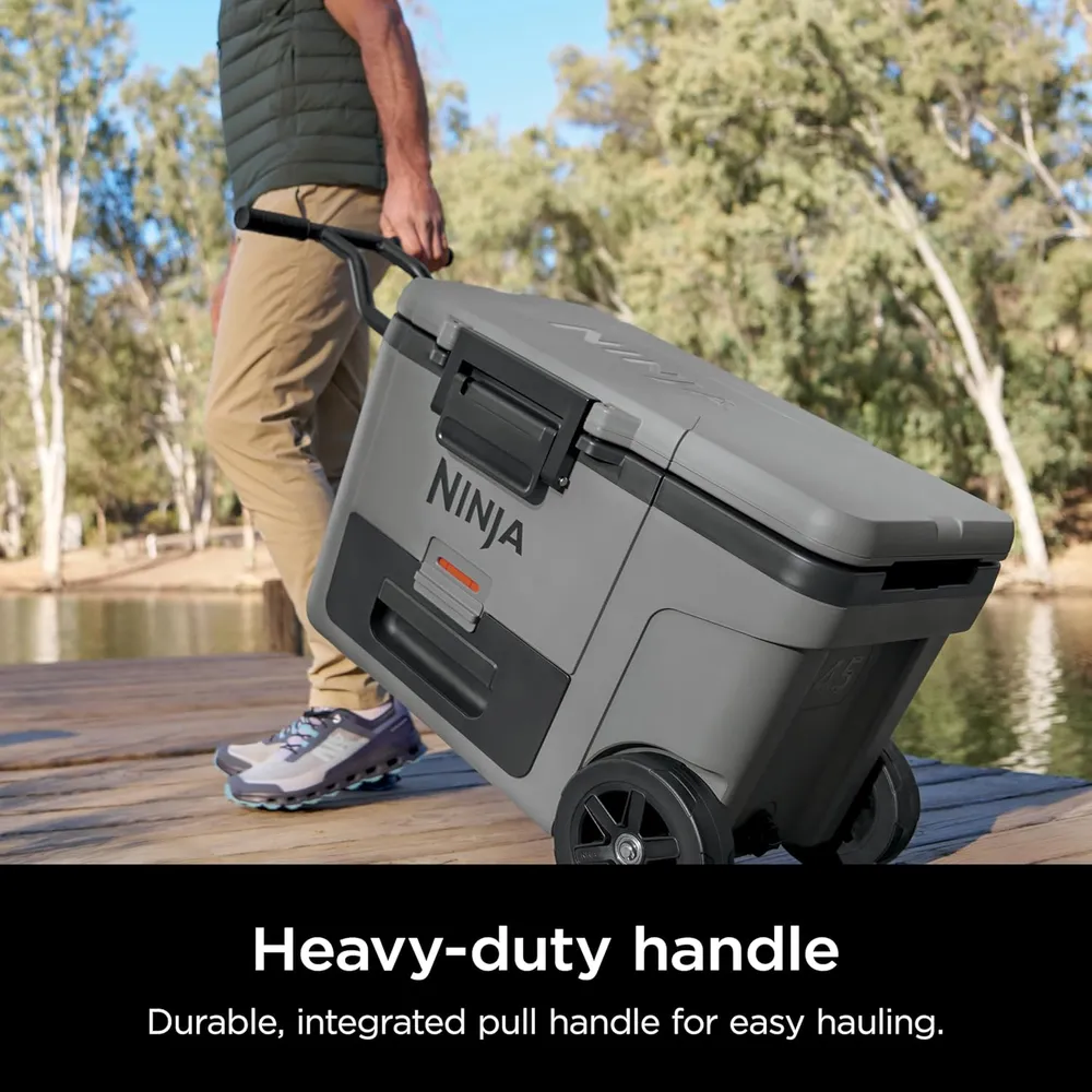 Ninja nevera portátil Frostvault FB245GY, con ruedas y cajón seco, 45 qt / 42,6 L | Gris