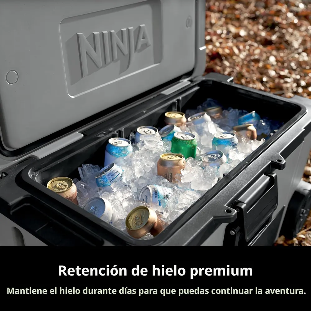 Ninja nevera portátil Frostvault FB265GY, con ruedas y cajón seco, 65 qt / 61,5 L | Gris