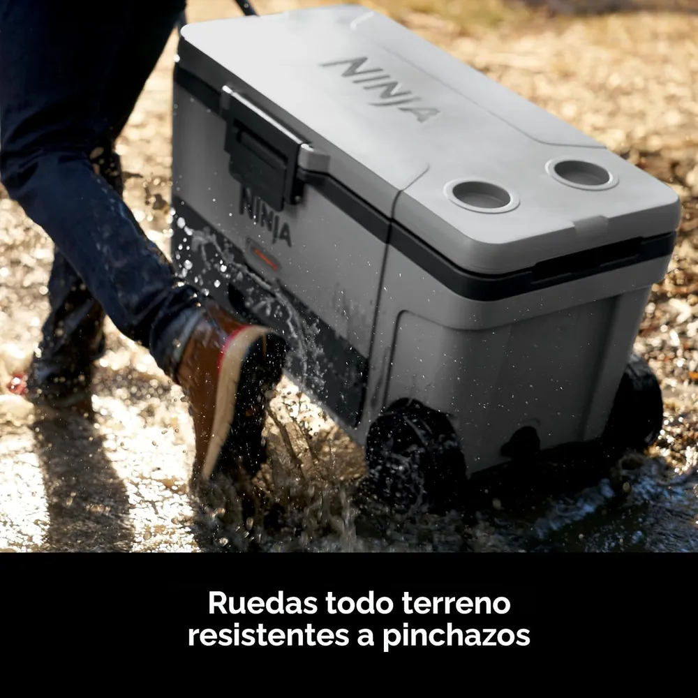Ninja nevera portátil Frostvault FB265GY, con ruedas y cajón seco, 65 qt / 61,5 L | Gris