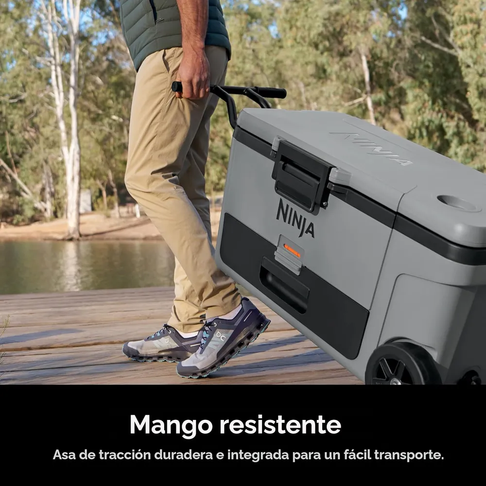 Ninja nevera portátil Frostvault FB265GY, con ruedas y cajón seco, 65 qt / 61,5 L | Gris