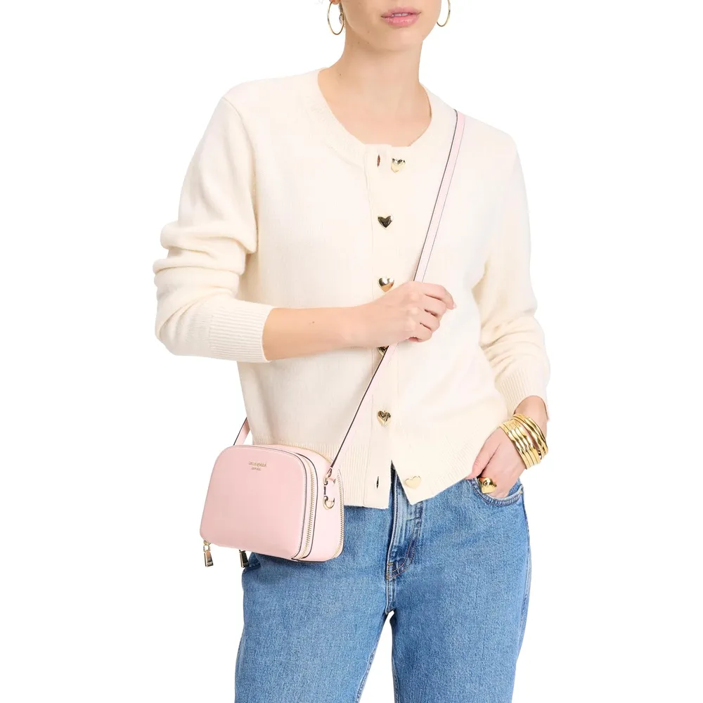 kate spade | Bolso Devin Rosa de Cuero Saffiano con Doble Cremallera Crossbody
