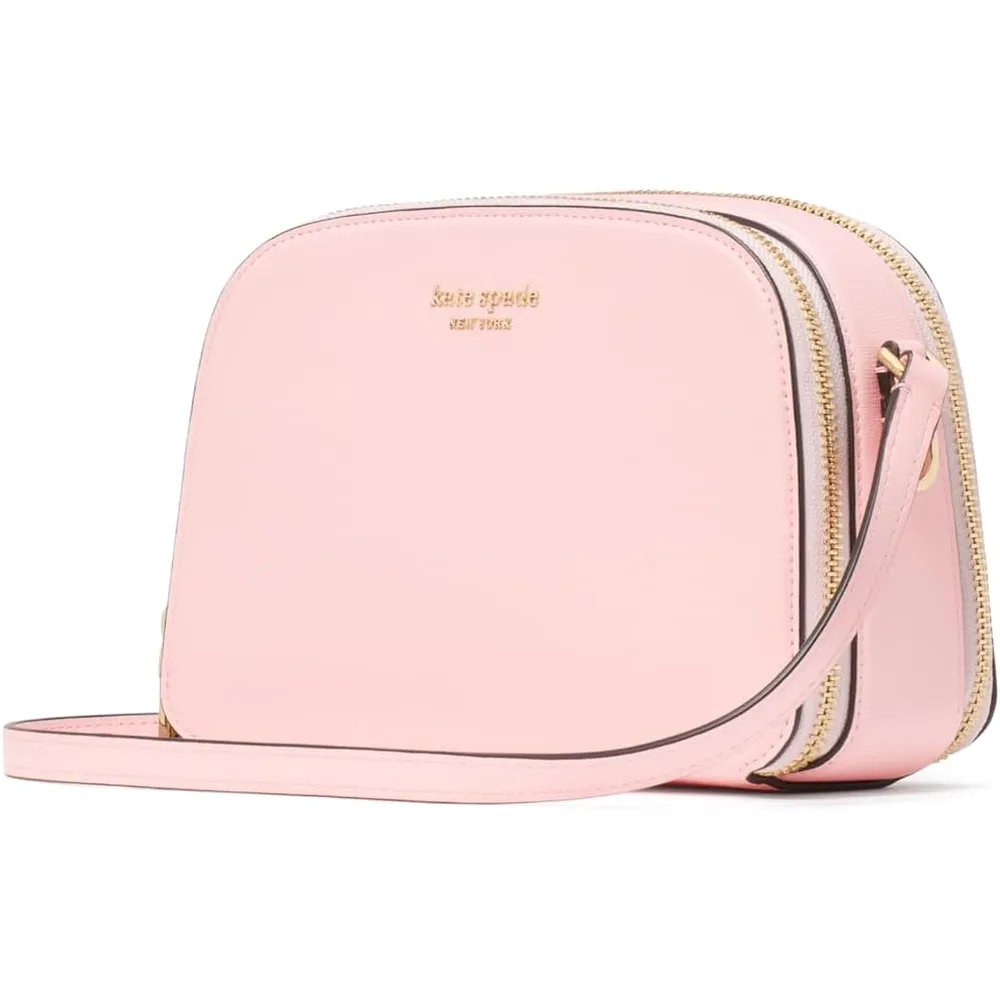 kate spade | Bolso Devin Rosa de Cuero Saffiano con Doble Cremallera Crossbody
