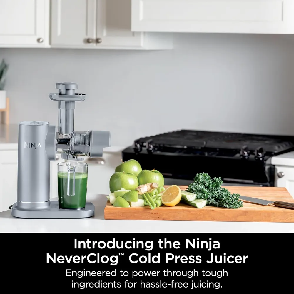 NINJA NEVERCLOG JC151SL, EXPRIMIDOR PRENSADO EN FRÍO 2 FUNCIONES | GRIS VAPOR
