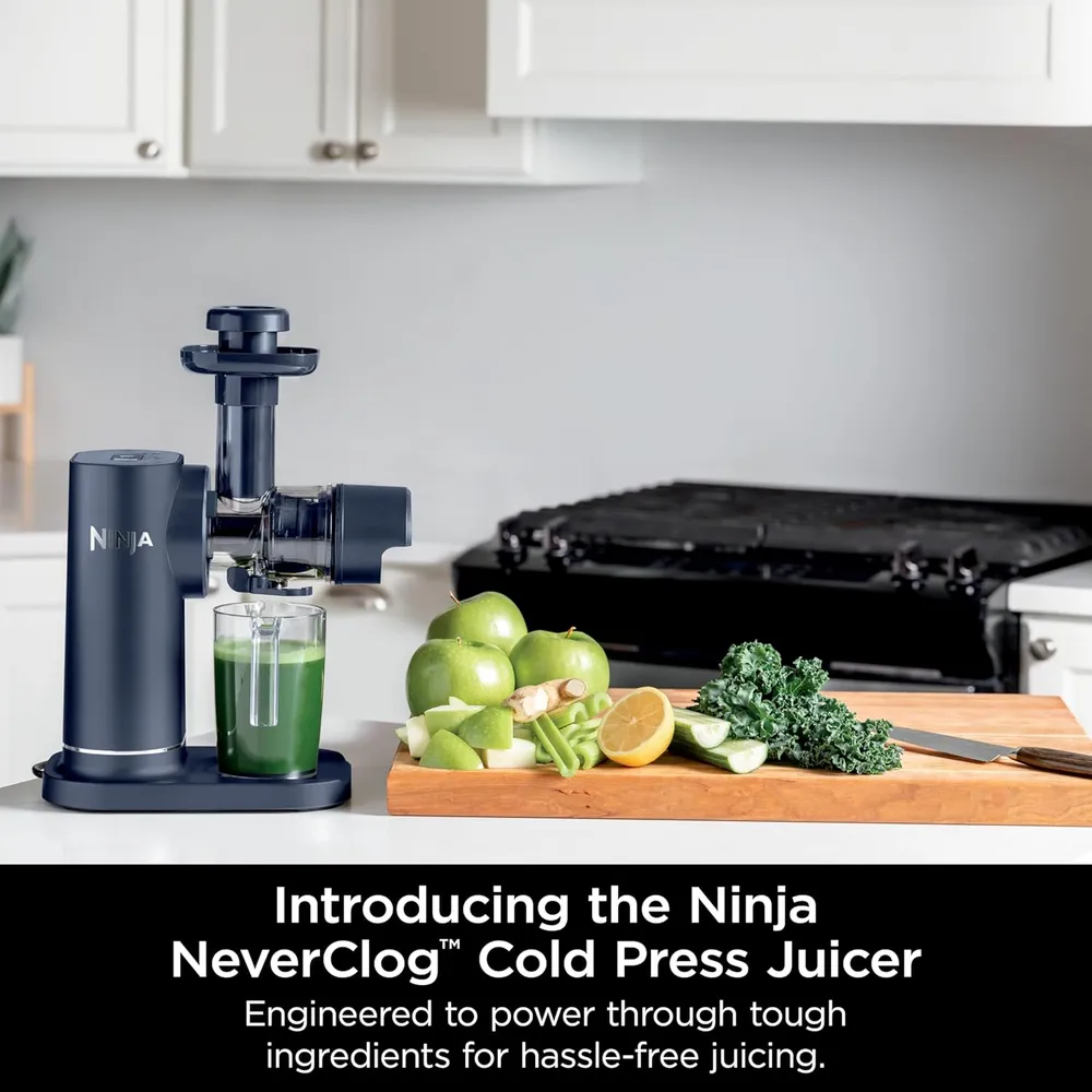 NINJA NEVERCLOG JC151NV, EXPRIMIDOR PRENSADO EN FRÍO 2 FUNCIONES | AZUL MARINO