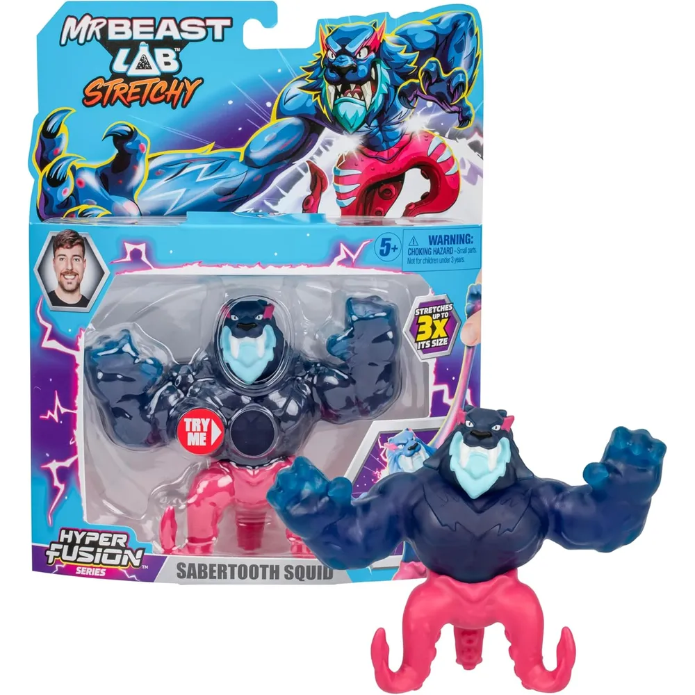 MrBeast Lab héroe hiperelástico calamar dientes de sable 5" / 12.7 cm