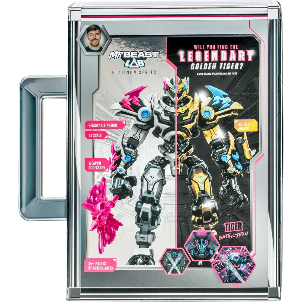 FIGURA MRBEAST LAB PLATINUM TIGER BATTLE TITAN 6.5" / 16.5 CM