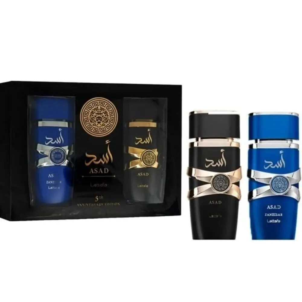 SET DE PERFUME LATTAFA ASAD 2 PZS EDP HOMBRE (ASAD + ASAD ZANZIBAR) 3.4 OZ / 100 ML C/U